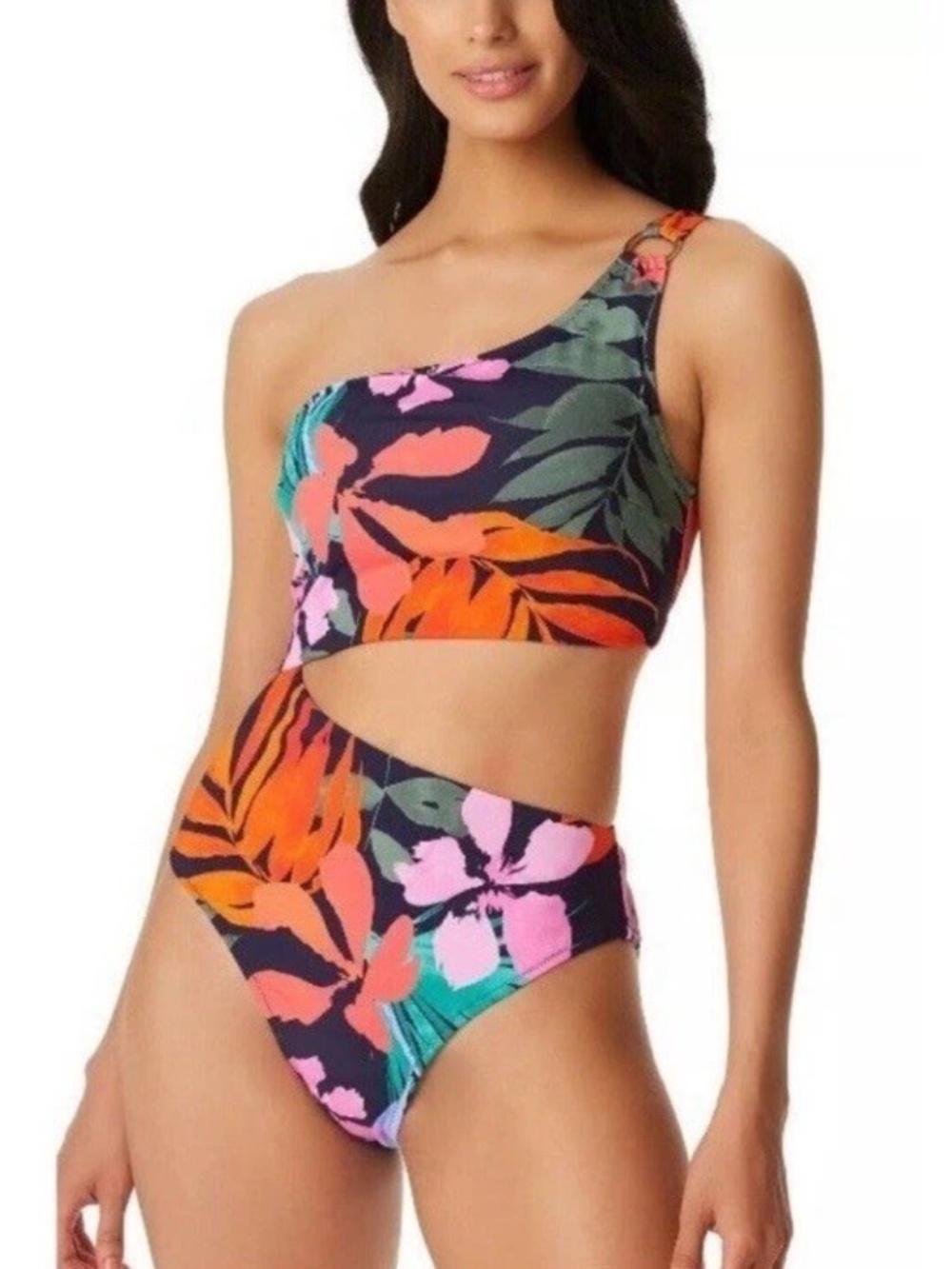 Jessica Simpson Cutout Swimsuit XL Island Paradise NWT Mood Multi